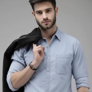 light blue casual shirt.
